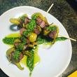 Iberico Pork Presa & Guindillas Brochetas with Pesto